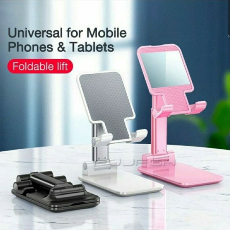 Holder Stand Lipat / Folding Dekstop Phone Stand HD-23 / Phone Holder Stand Hp Handphone - Merah Muda