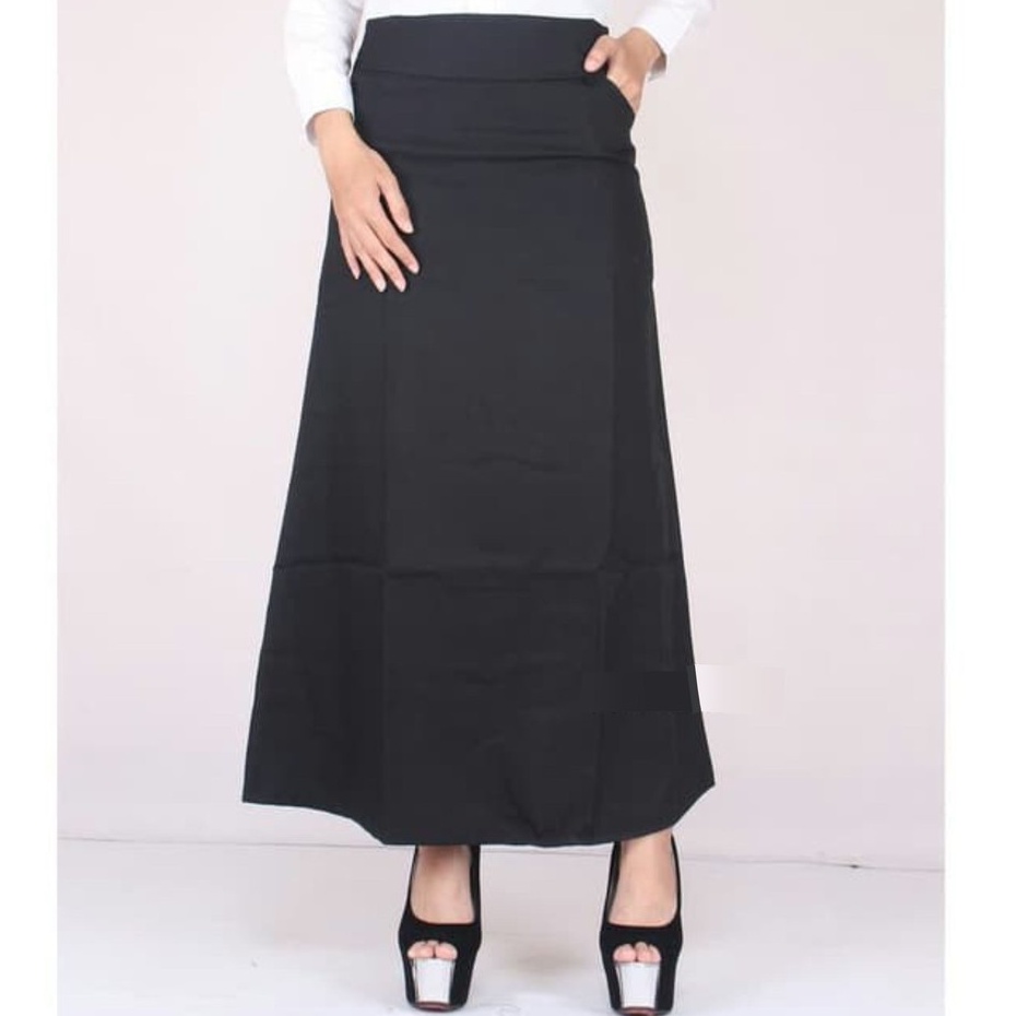 T91 Rok Panjang Wanita Line A JUMBO Skirt Rok Hitam Panjang Polos Rok Kerja cewek 5L 4L 3L 2L XL L M