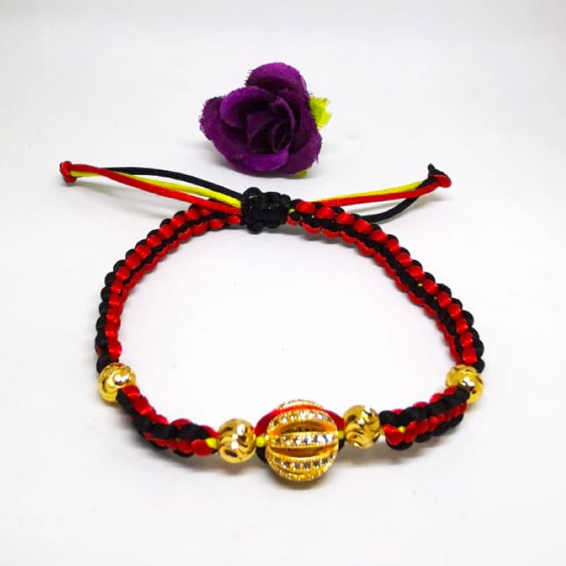 Gelang gepeng variasi itam merah