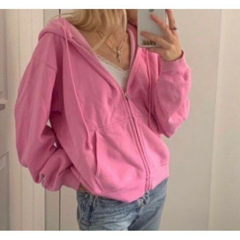 Stiego-Carla Hoodie Dupe Jaket /Ziper jaket /Jaket hoodie-Beby pink