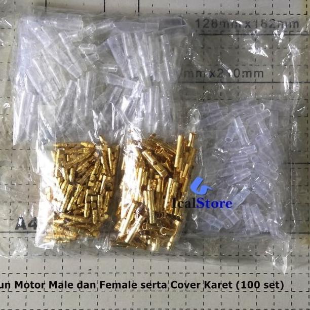 Skun Motor Bulat 100 set Male Female dan Cover Karet Konektor Socket