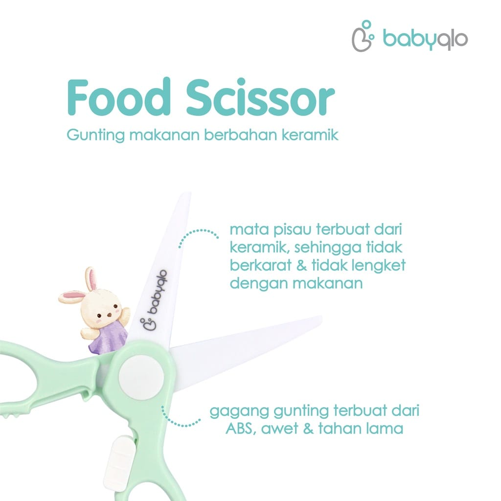 Babyqlo Food Scissor - Gunting Makanan Berbahan Keramik (BQ-9017)