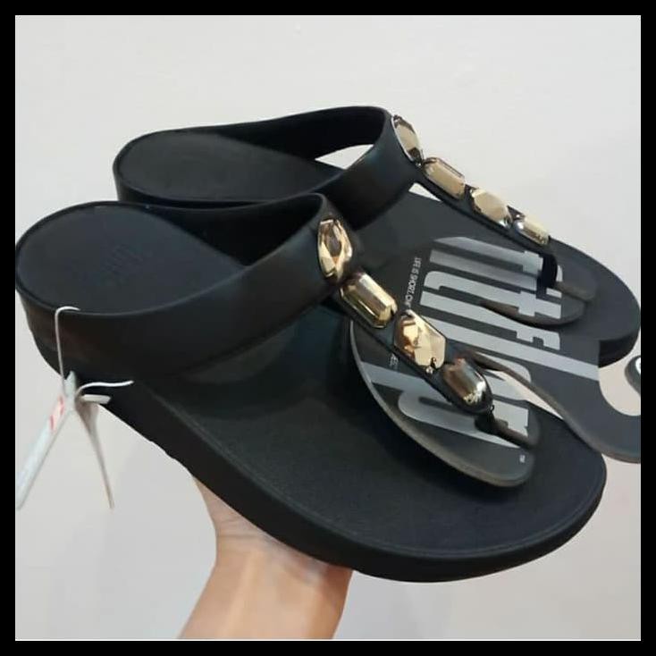MODEL TERBARU SANDAL WANITA FITFLOP BLACK ORI MURAH /SALE FITFLOP WOMEN WEDGES BLACK PRODUK LARIS