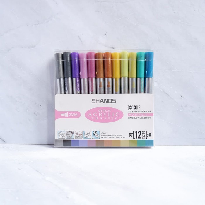 

(BISA COD) Shands Acrylic Metallic Marker S313DP / Spidol Warna 1 Set