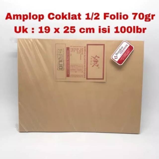 

Amplop coklat ukuran 1/2 folio