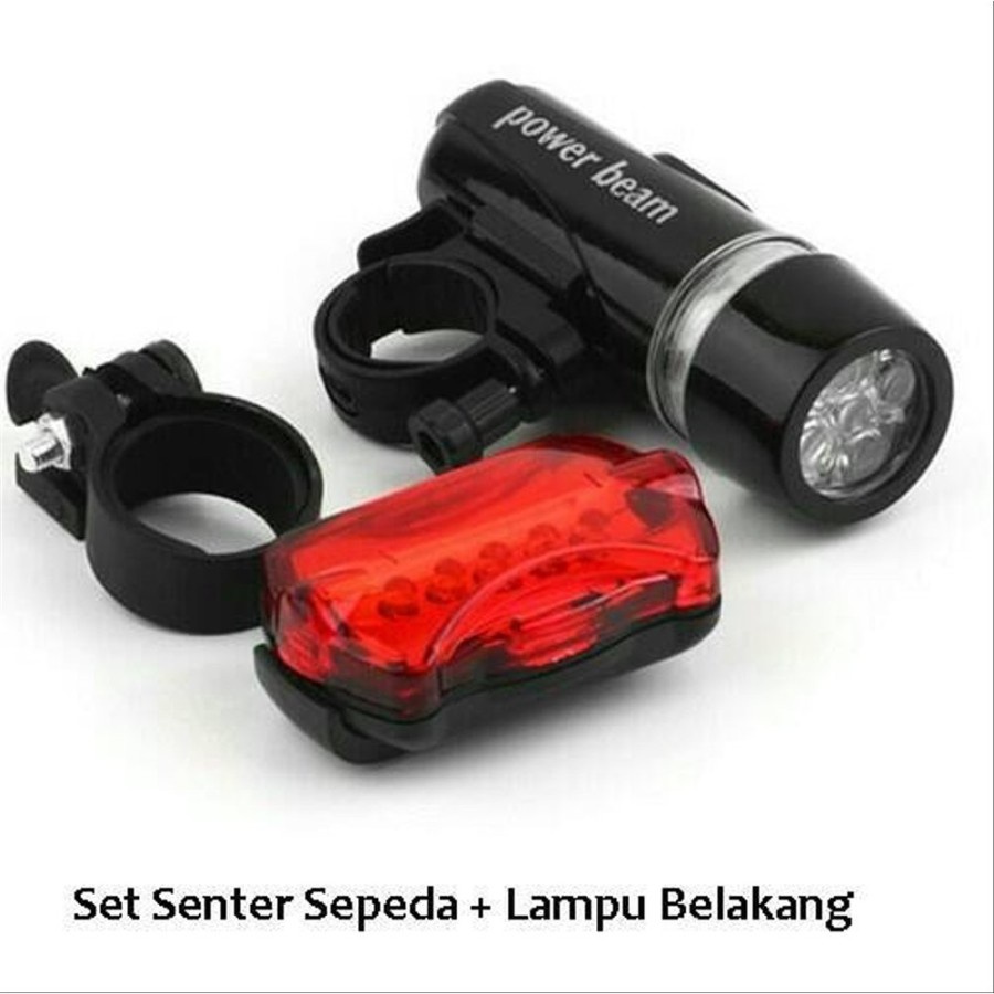 Lampu Senter Sepeda Power Beam depan belakang 1 set lampu sepeda gunung terang charger