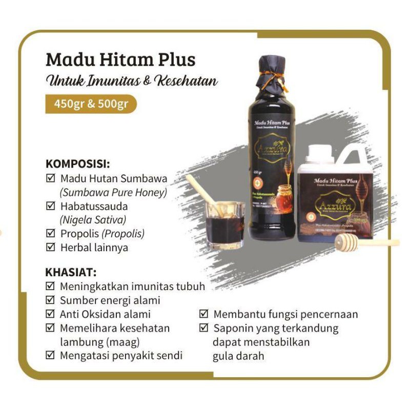 

Madu Hitam Plus Azzura 450gr (botol)