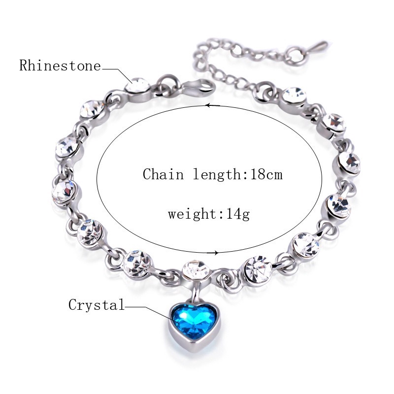 Fashion Kualitas Tinggi Kristal Cinta Romantis Gelang Korea Fashion Style Perhiasan