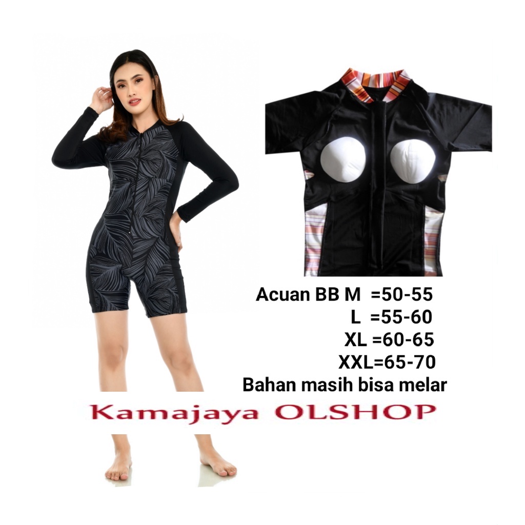 NEW ONE PIECE SWIMSUIT INCLUDE CUP BRA BAJU RENANG WANITA LENGAN PANJANG SWIMWEAR CEWEK SEXY JUMBO P