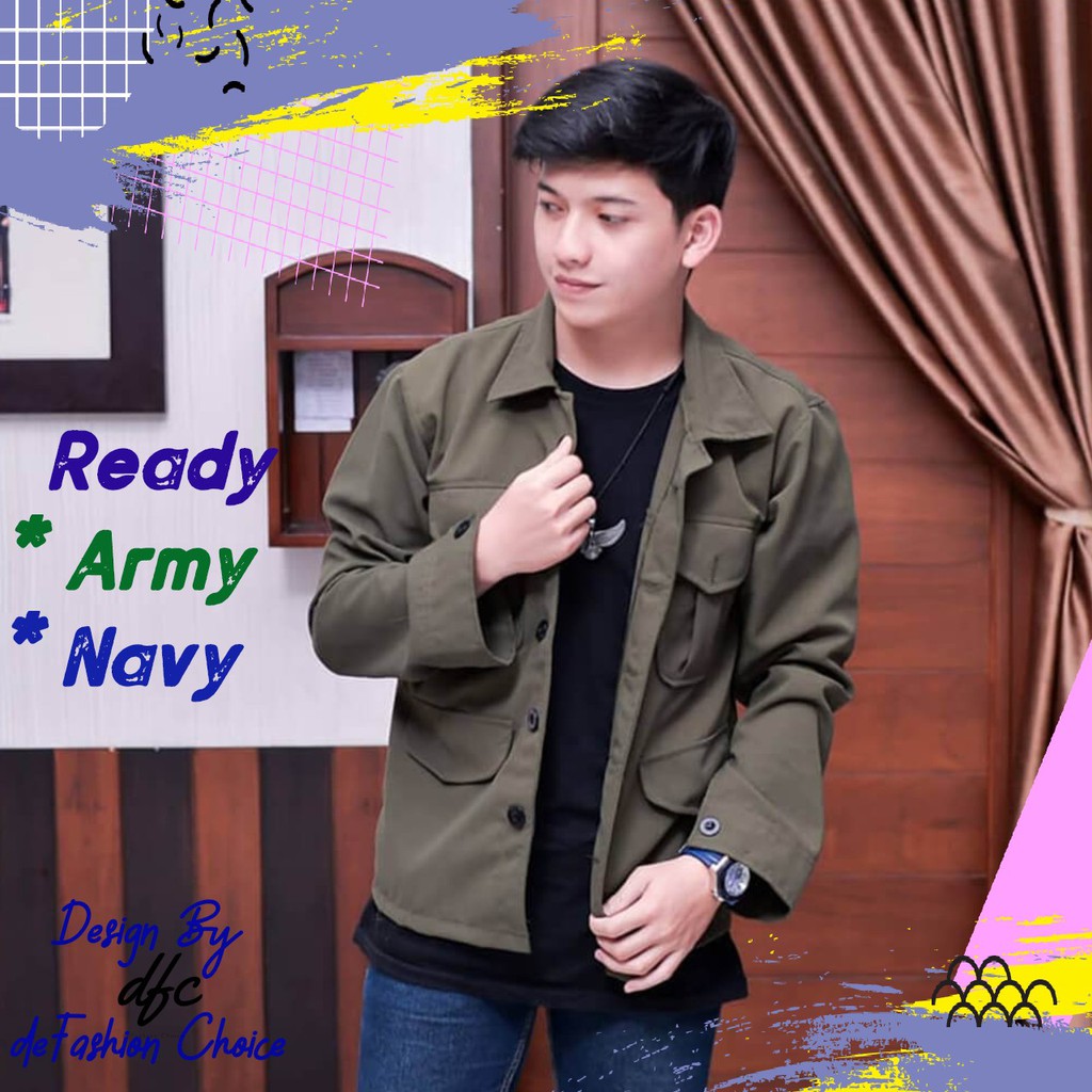 Kemeja Parka Pria Baby Canvas