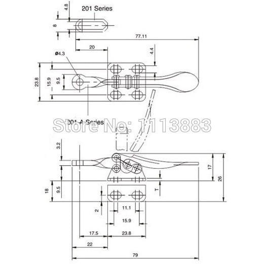 Toggle Clamp 201A Quick Holding Release Horizontal AntiSlip 27Kg 60lbs