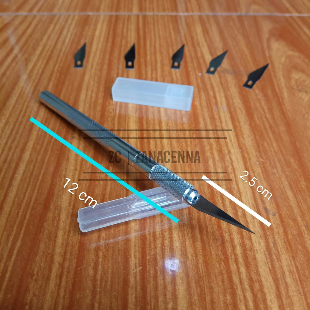 Pisau servis dan Sayat Bonsai Kelapa 1 set isi 6 mata pisau - Pen cutter art knife