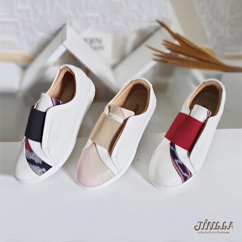 Sepatu Sneaker Wanita Terbaru Kekinian Sepatu Sneaker Pria Jingga Ice Cream Tenun Etnik Size 35-44