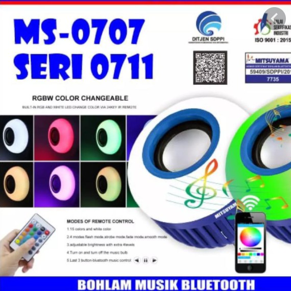 Speaker Bohlam Lampu LED Musik Bluetooth Speaker Mitsuyama Include Remote MS0707 0711 [ss]