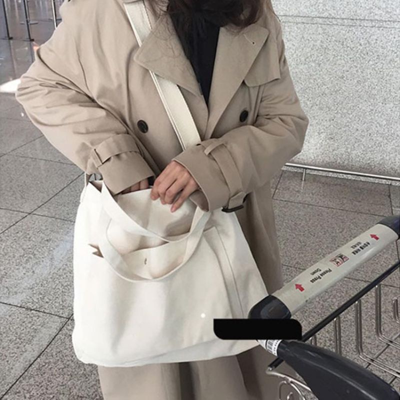 Tas Selempang Wanita Remaja Kasual Kanvas TW209 Sling Bag Kuliah Sekolah  Natural Color Casual Style Polos Simple