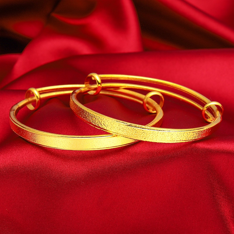 Gelang Emas Matte Emas Asli Kadar 375 Model Dorong Tarik Gaya Korea Untuk Wanita