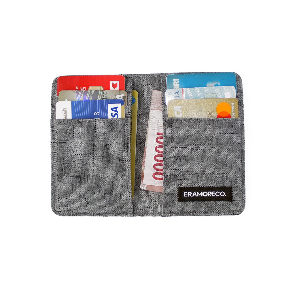 Dompet Kartu Pria Wanita card holder model slim slot vertical abu twotone EMDK53