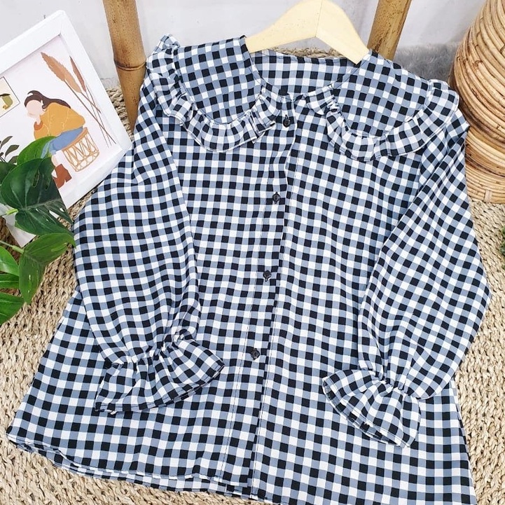 grosir_solo ||BLOUSE BALON_MIZU TARTAN CROP TARTAN SHIRT | BLOUSE KOTAK OVERSIZE | KEMEJA CROP TOP-3