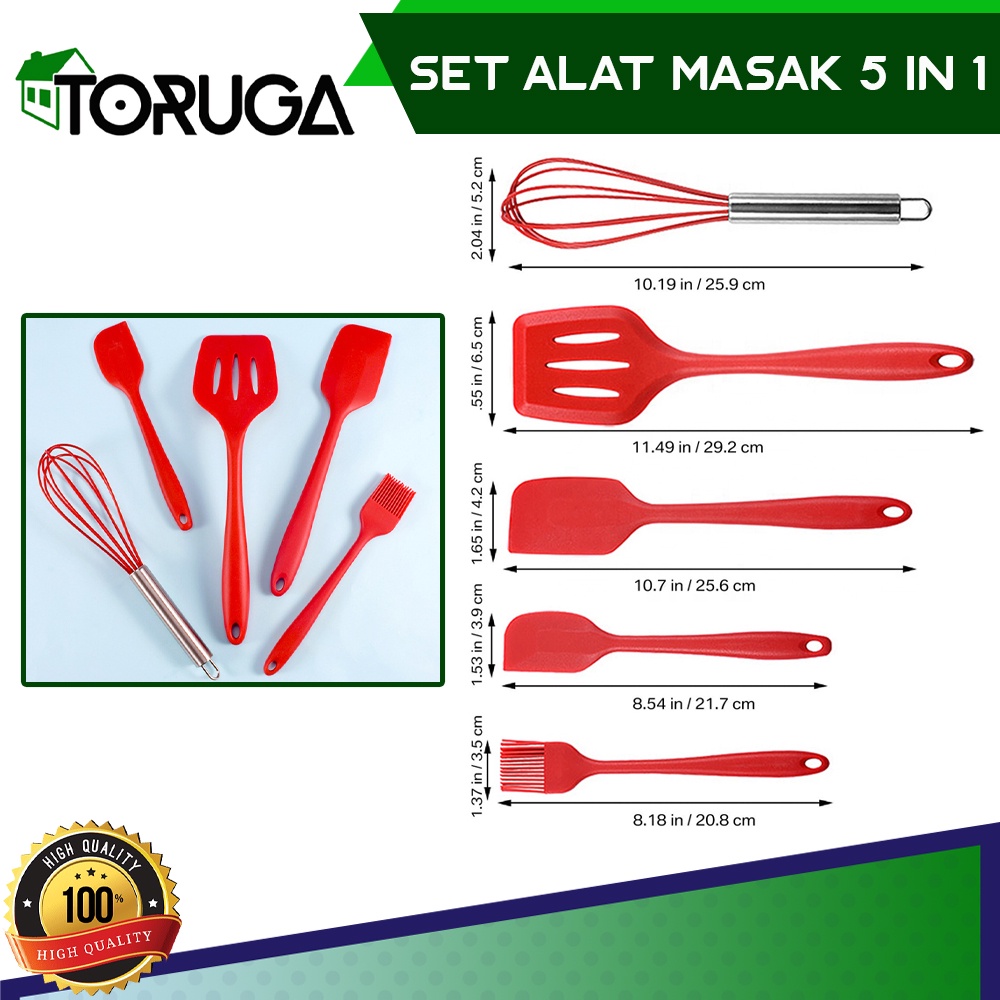 Alat Masak Silicone Spatula Sutil Silikon Tahan Panas 1 Set 5 Pcs