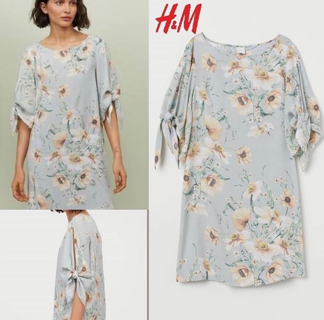 H&M HNM HM Dress With Tie Sleeves - Dress Bunga Floral