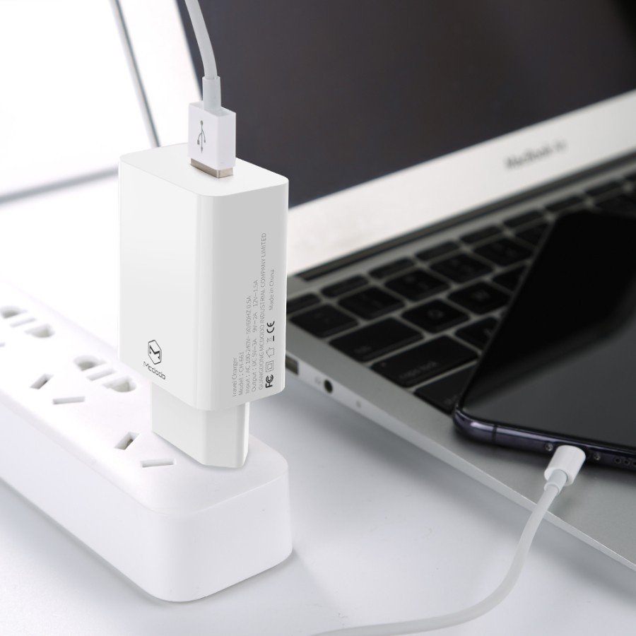 MCDODO CH-7040 KEPALA ADAPTOR ADAPTER CHARGER QC 3.0 18W FAST CHARGING + KABEL TYPE C XIAOMI OPPO