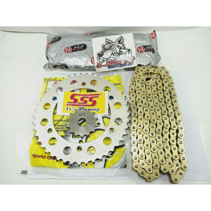 Gear set Gir Set SSS 428 415 Yamaha R15 VVA - R15 V3 -  XSR 155 Vixion R 155 MT15 MT 15 R15 V1 V2 XABRE VIXION NEW Rantai Gold