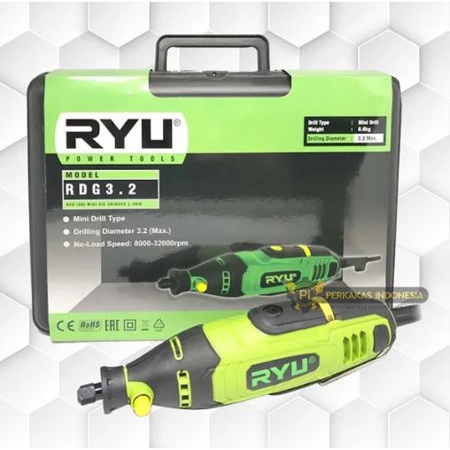 RYU Mini Grinder Rotary Tools RDG  3.2 mm SET 40 pcs Mesin Die Gerinda Drill Tuner Bor Kecil Flexibl