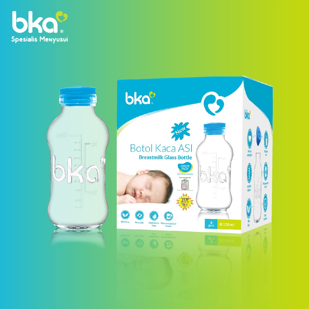 BKA Botol Kaca ASI Botol Susu ASI BKA 100 ml isi 4 pcs