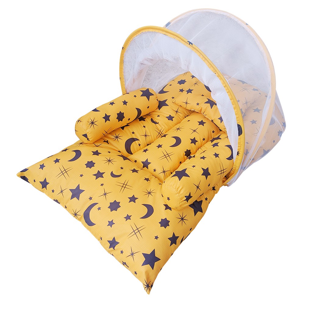 Kasur Bayi Berkelambu Motif Stary Night Kuning Set Bantal &amp; Guling HARGA GROSIR