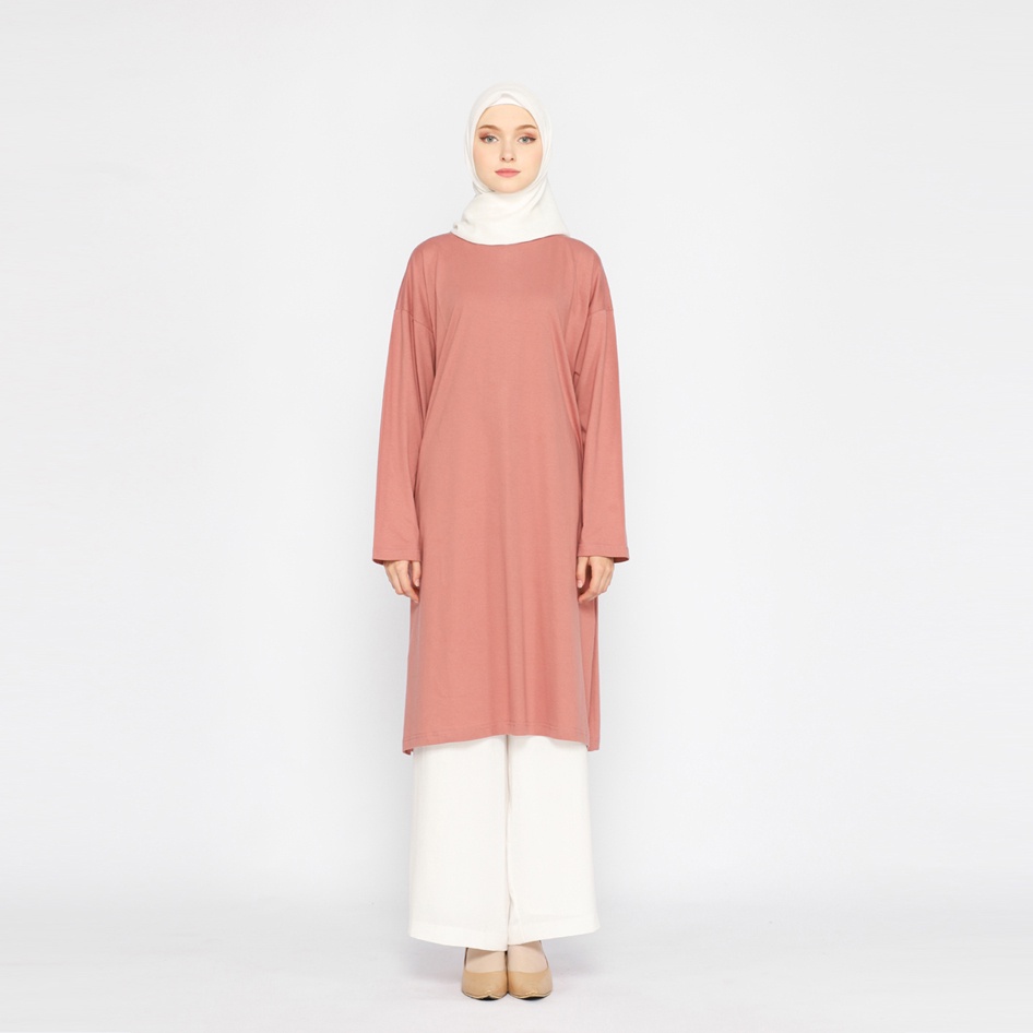 Tunik Wanita Kaos Muslimah Oversize LD 130 Pink Dusty Rose FemonRitch