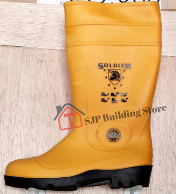 [COD] Sepatu Boot Rubber Safety SOLDIER Karet Ujung BESI Steel Toe