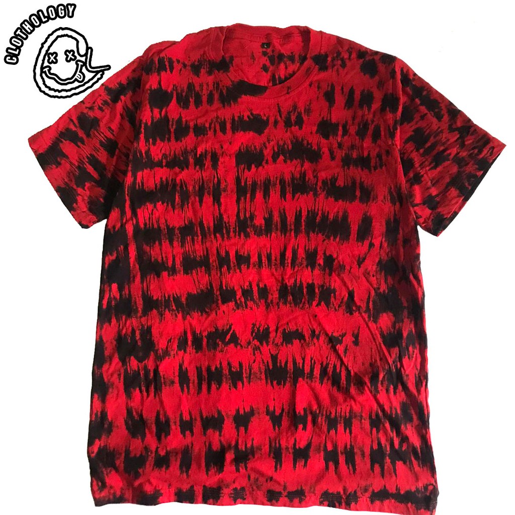 KAOS TIE DYE/KAOS POLOS/KAOS TIE DYE MURAH/KAOS DISTRO PREMIUM WARNA MERAH HITAM TD1