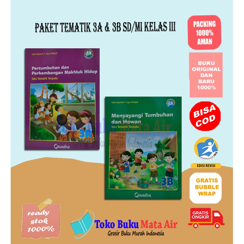 BEST SELLER ORIGINAL PAKET 2 BUKU TEMATIK TERPADU 3A-3H SD/MI KELAS III SD/MI -DHIAH QUADRA