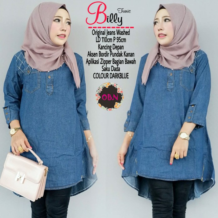 PROMO  BAJU ATASAN JEANS WANITA KULIAH  stok masih sis klik beli segera kirim - gucci flow tunik