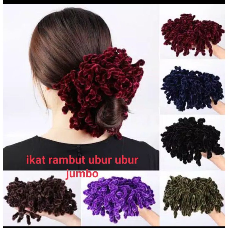 ( 1 lusin )ikat rambut ubur ubur kunciran cendol jumbo hijab