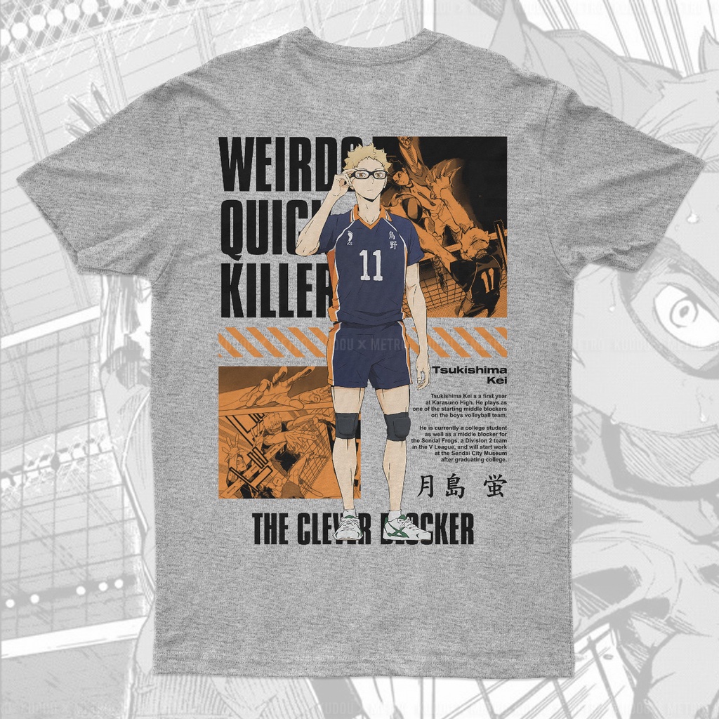 Tshirt Tsukishima Kei The Clever Blocker Karakter Anime Manga Haikyu Premium Unisex
