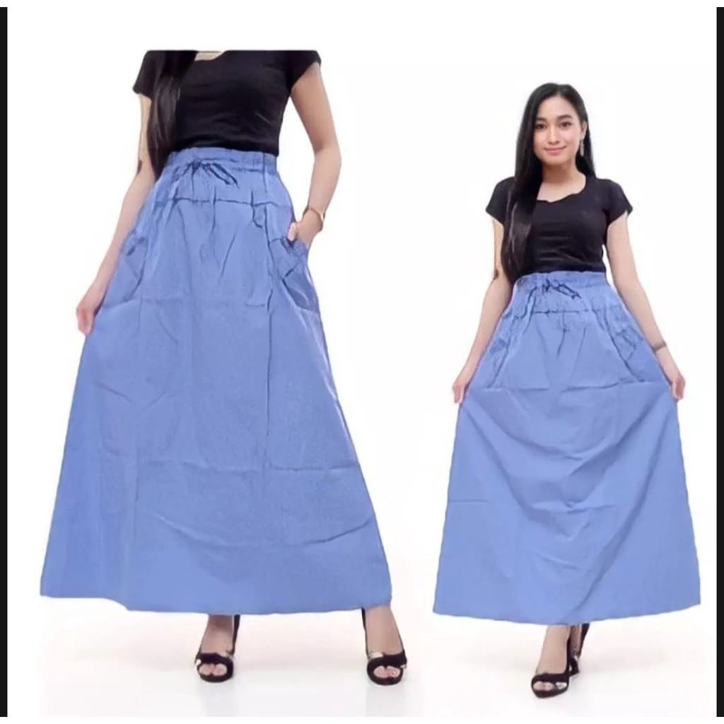 ROK JEANS WANITA PANJANG /ROK WANITA PANJANG JEANS POLOS /ROK JEANS