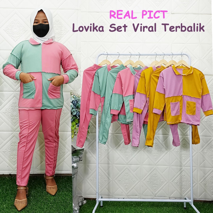 LOVIKA SET ANAK VIRAL TERBALIK BAJU DAN CELANA 6-12Tahun CARLINA