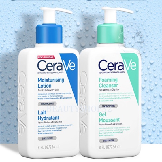 CeraVe Moisturizing Lotion 236ml(Moisturizing Cream) For Normal To Dry Skin/ Foaming Facial Cleanser 236ML（Facial Wash）