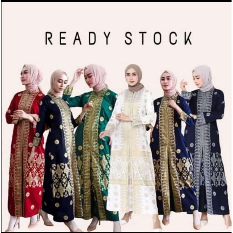 Couple Gamis Songket Palembang Asanti Hijau Terlaris