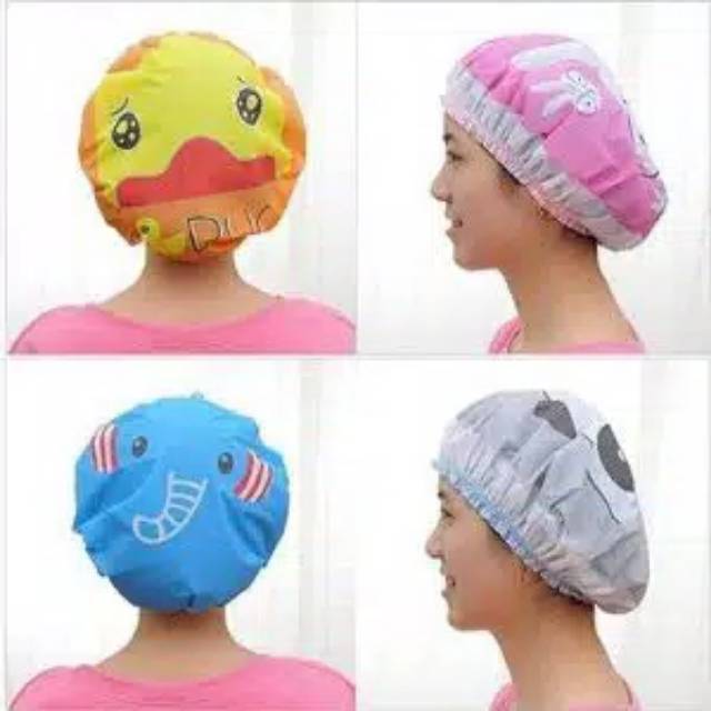 (NCS) Shower Cap Lucu Penutup Rambut Karakter Untuk Mandi