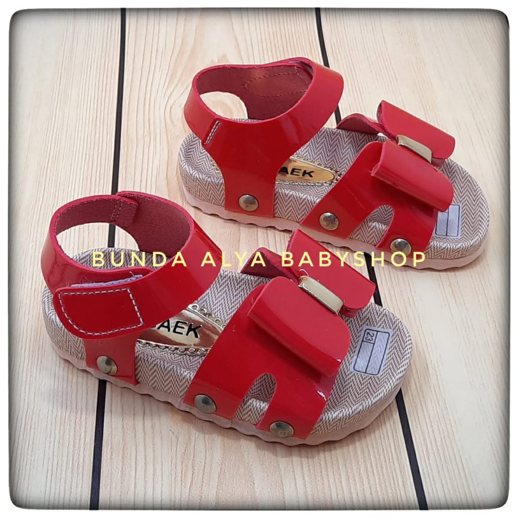 Sandal Anak Perempuan Usia 6 7 Tahun Size 32 - 33 Pita - Sepatu Sendal Anak Cewek Alas Karet Anti Licin MERAH