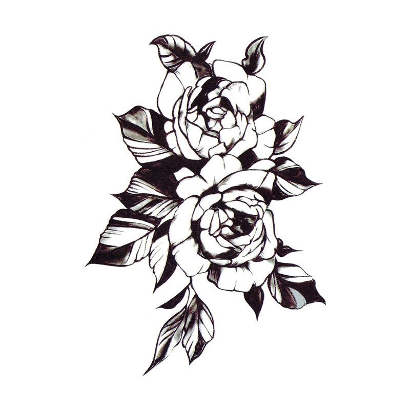 Tato Temporer Bunga Hitam ukuran 16x12.1cm Tatto pernikahan tattoo wedding black flower Setengah Lengan Half arm tipe QS-W