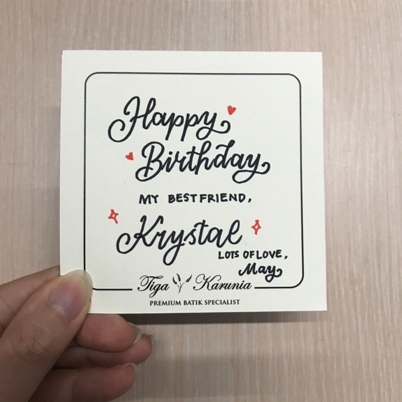 

Personalized Handwritten Gift Card (Harus Disertai Pembelian Produk Batik)