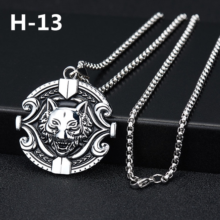 Kalung Rantai Liontin Bahan Stainless Steel Gaya Retro Hip Hop Eropa Untuk Pria