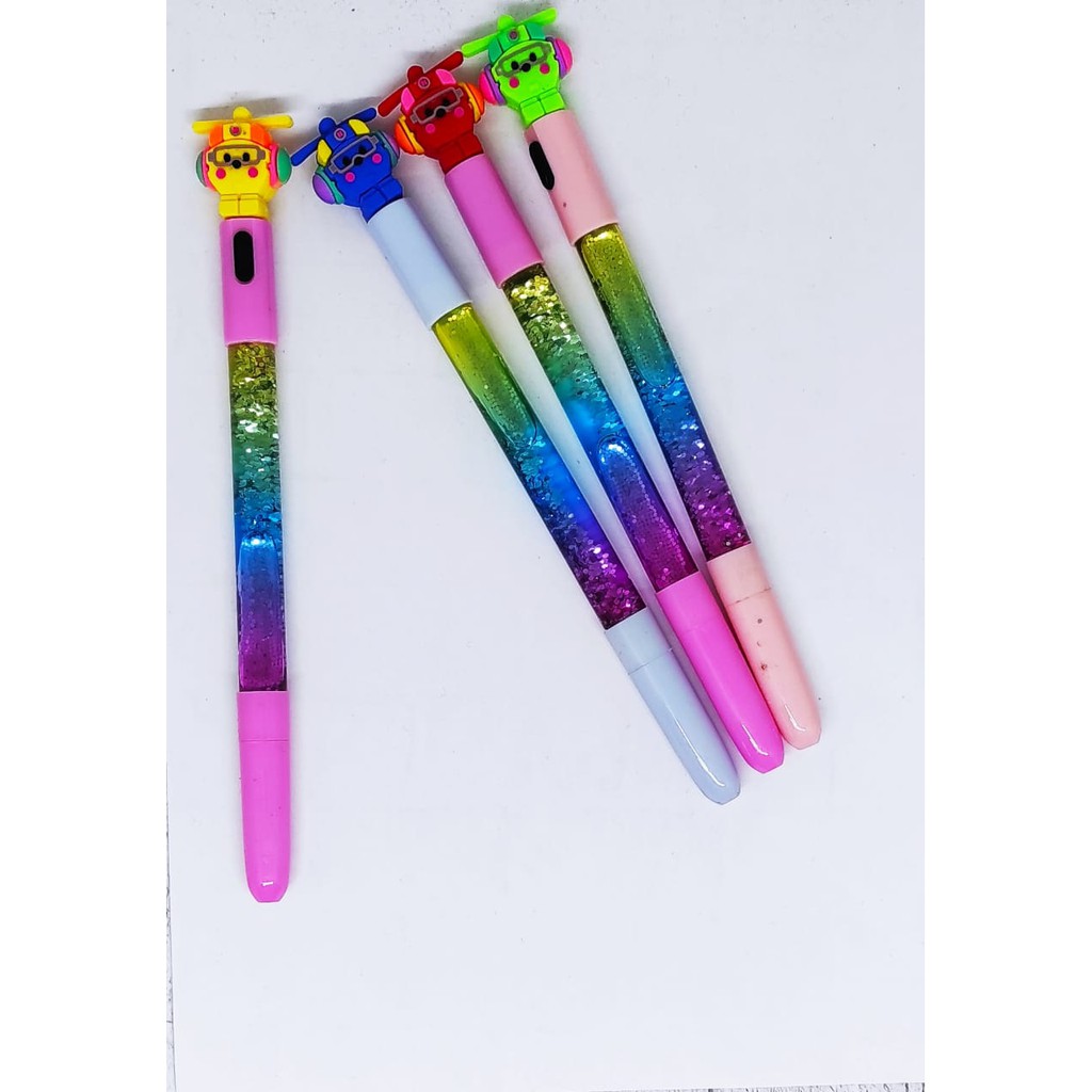 

Pulpen / Pen LED Glitter / Gliter / Robocar Poli / Heli / Poly Nyala