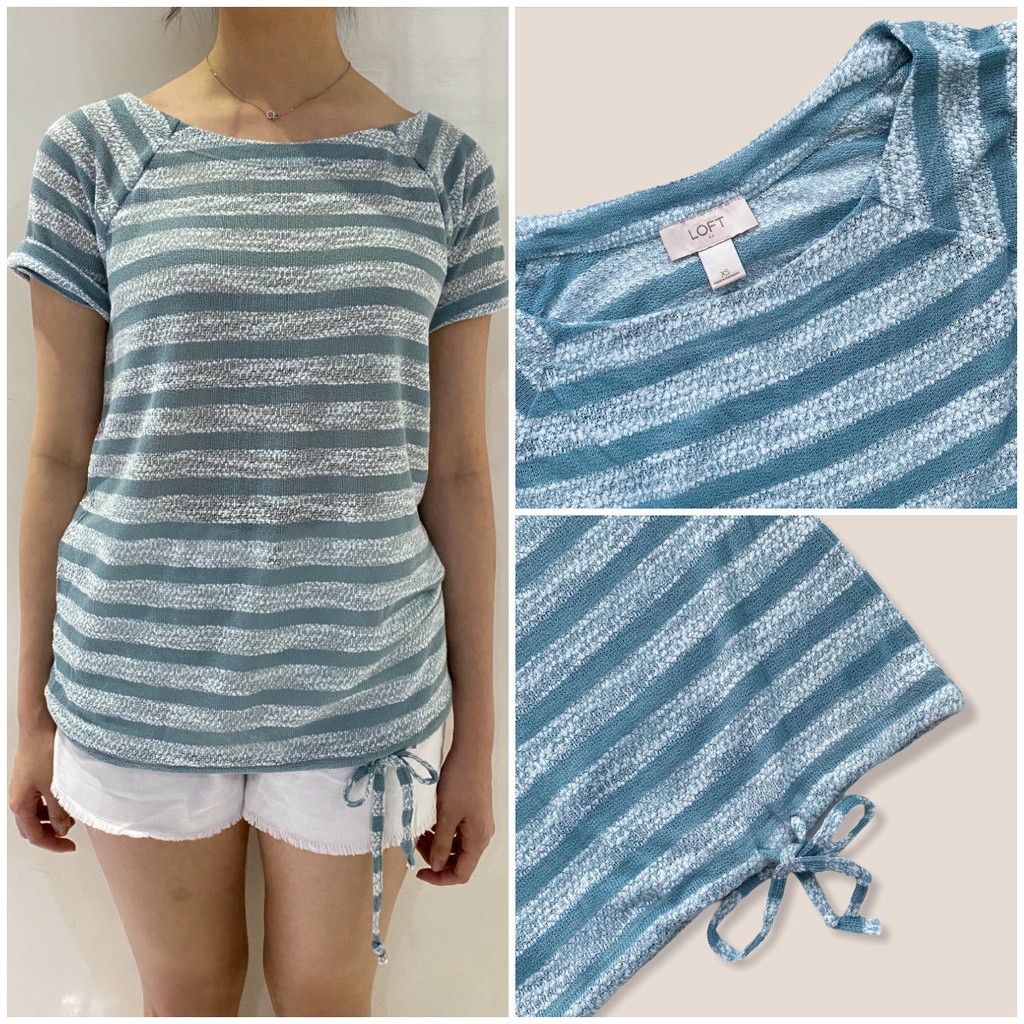 Blouse LOFT Short Sleeve Stripe Wanita Original