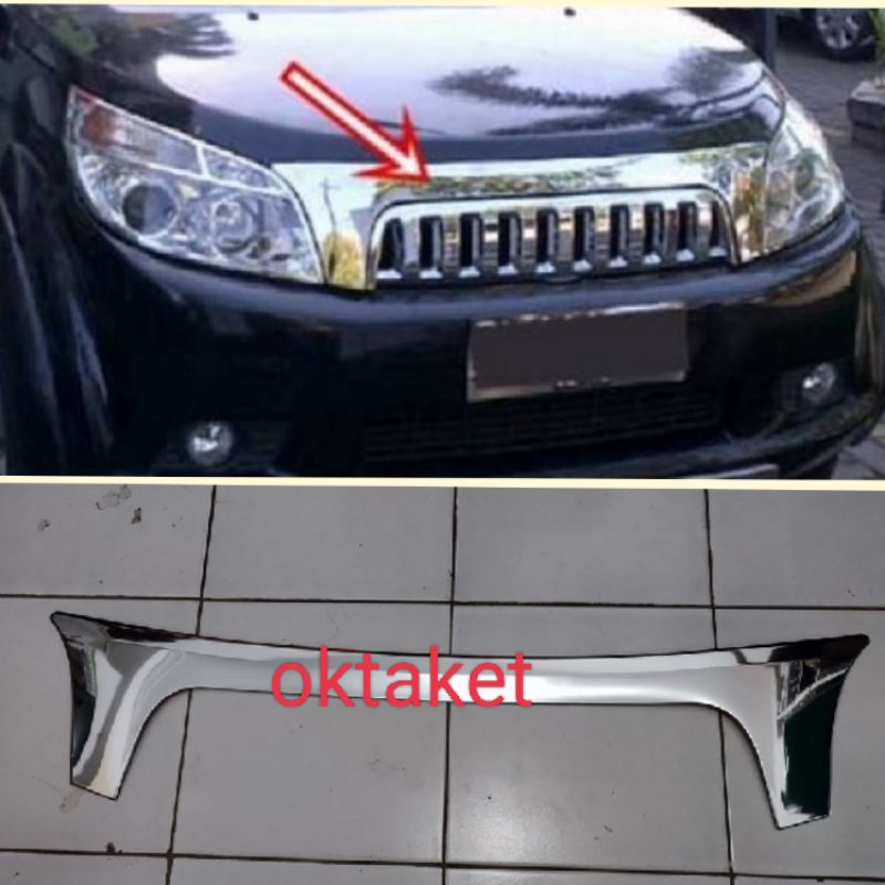 hood molding list kap mesin Rush Terios lama old 2008-2017 chrome