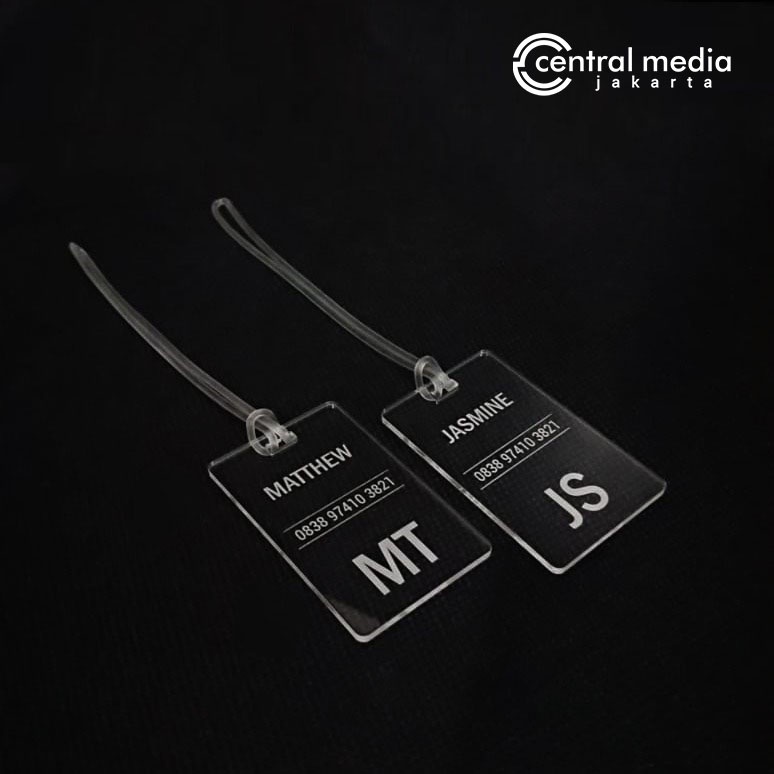 

Bag Tag Acrylic Transparan Grafir Custom Nama No HP Initial Akrilik