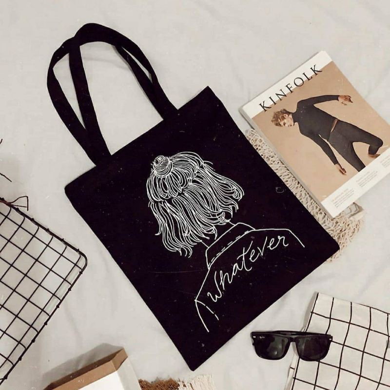 dem_sare / DS1018 - TOTEBAG WHATEVER TOTEBAG WANITA MOTIF LUCU TOTE BAG WANITA MURAH